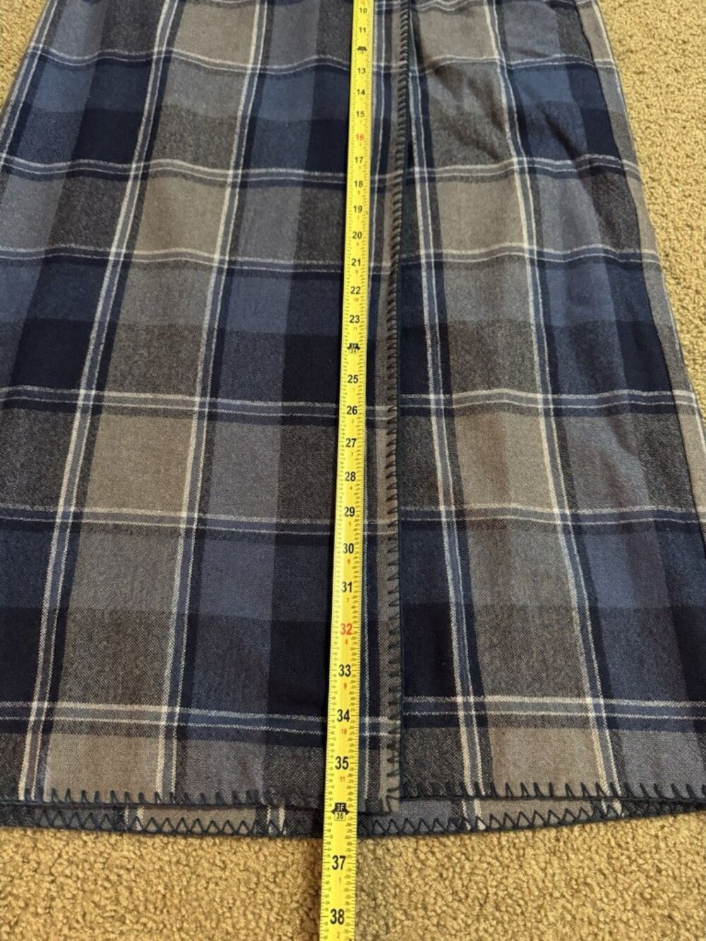 VTG Womens Wool Blend Blue Plaid Wrap Maxi Skirt Sz 12 Boho Chic Hippie Country - Picture 11 of 11